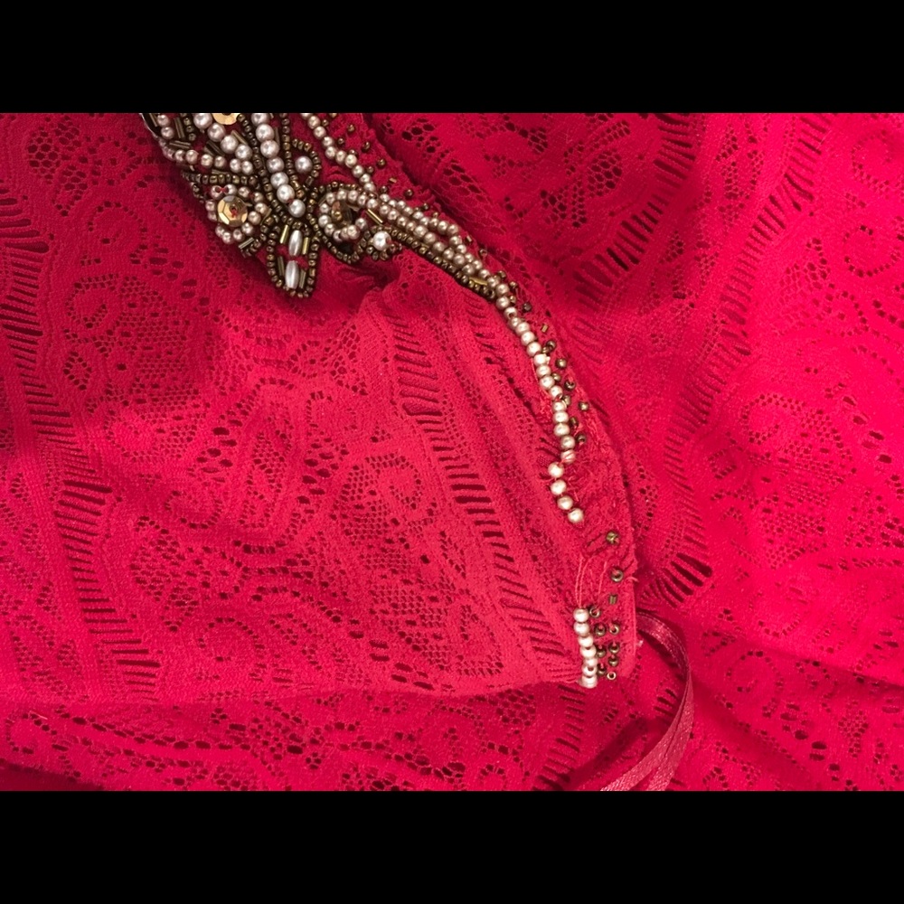π2X HPπFree People red lace beaded dress - Picture 8 of 8